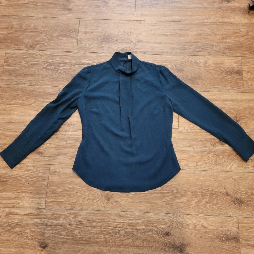 CEFINN Teal Blue Mock Neck Career Office Top Blouse - Size 10 Kate Middleton - Picture 9 of 16